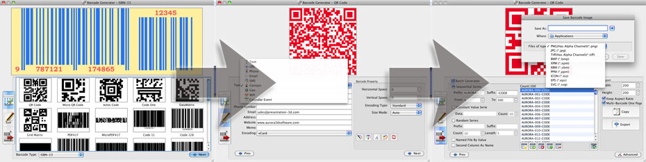 barcode and qr code generator, maker, creator.